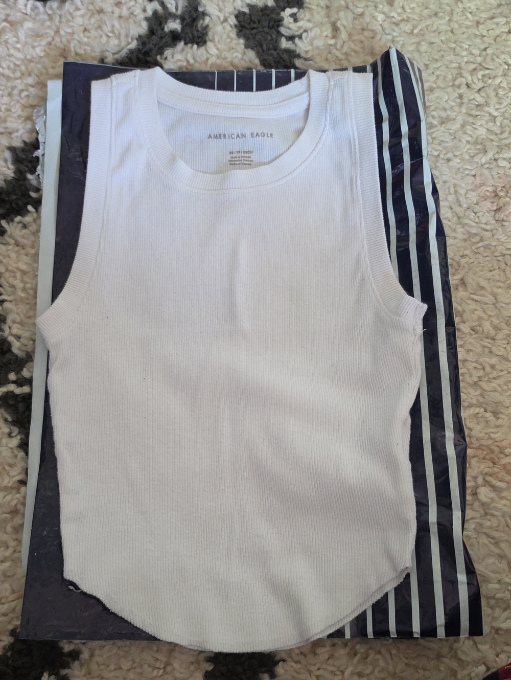 American Eagle White Ribbed Tank Top